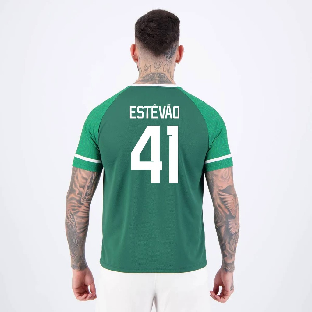 Camisa Palmeiras Verdão Estêvão 41 Escudo Verde em Oferta na Shopee
