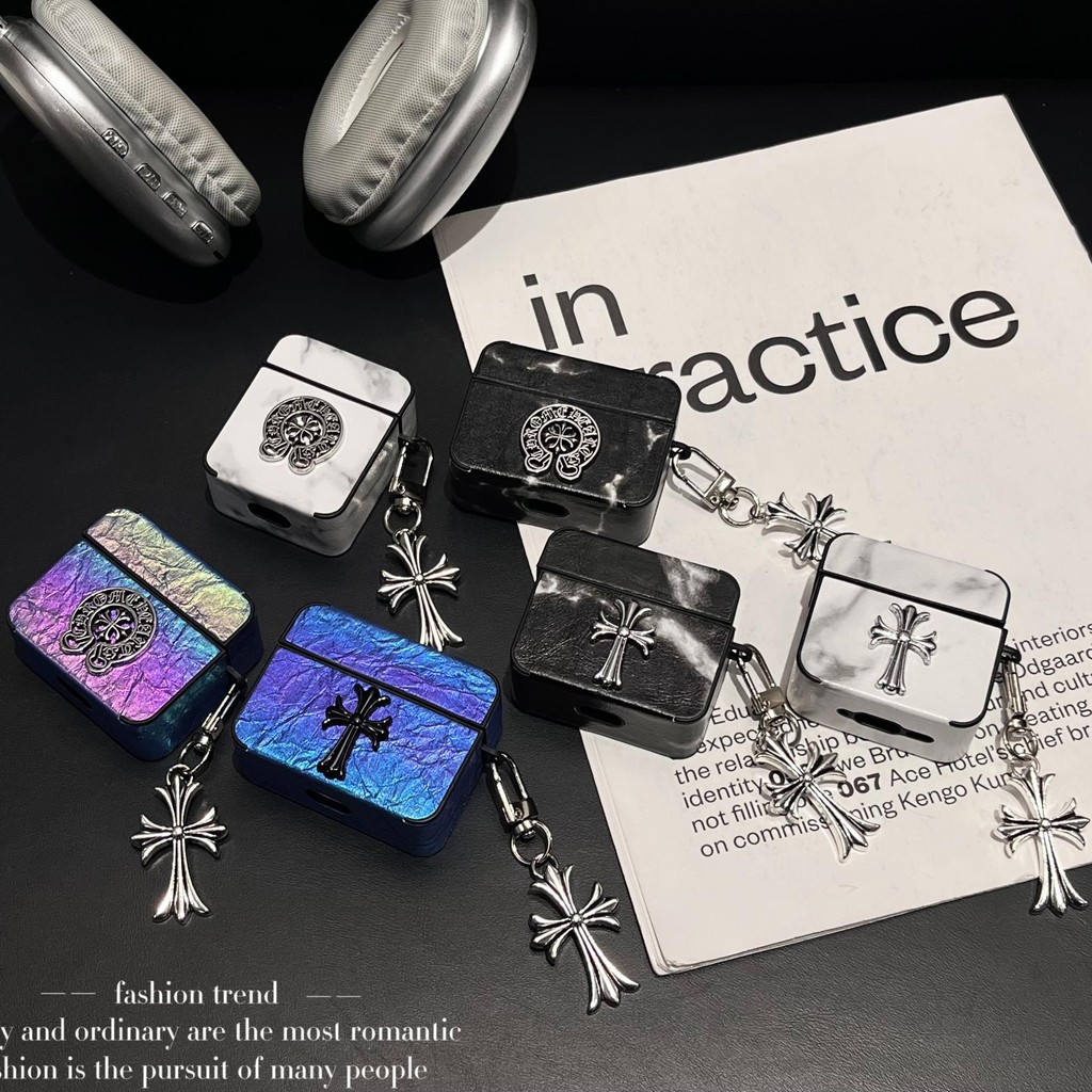 Chrome Hearts Square Dazzle Casing FOR AIRPODS 4 PRO2 1/2/3 Protective Cover Earphone Proetct Case Accessories