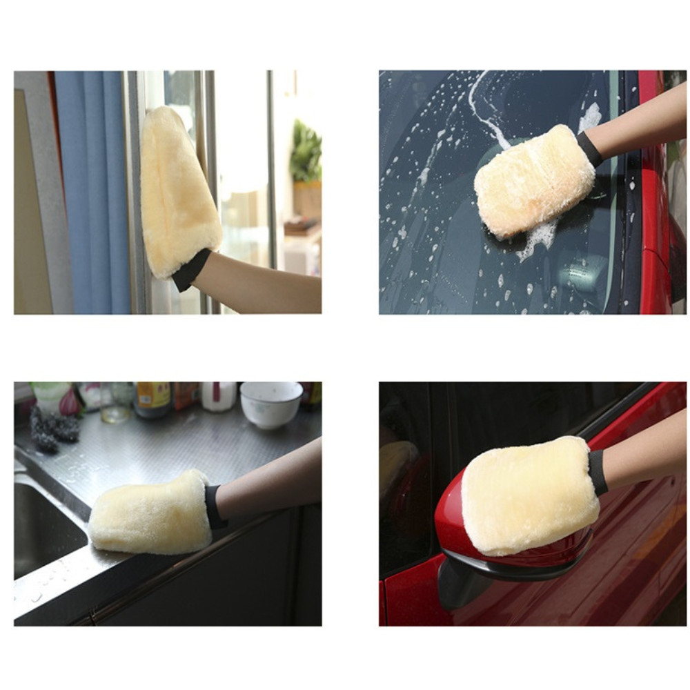 Luva para Lavar Carro Moto de Lã Duas Faces Iguais Lavagem Sem Risco 23x13cm Karbox