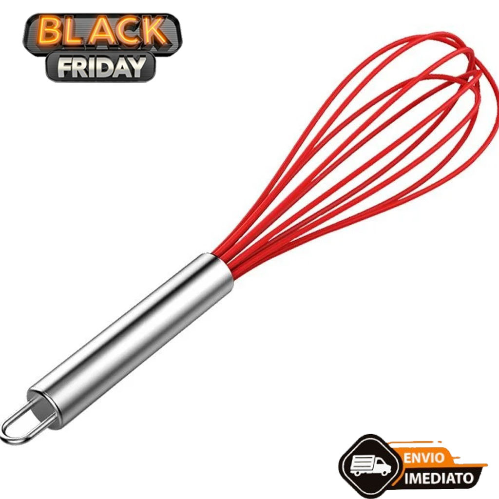 Batedor de Clara Silicone Cabo em Inox 23 cm - Fouet