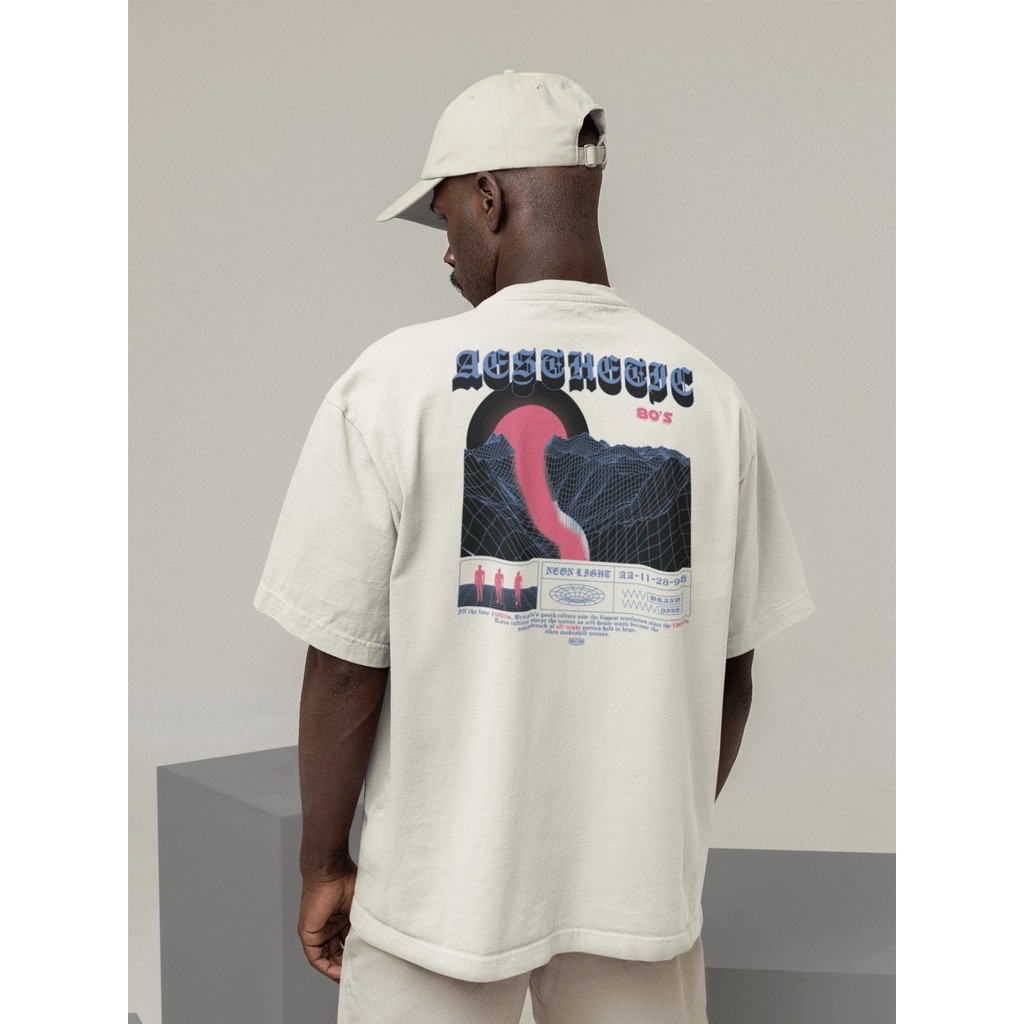 Camisa Camiseta Oversized Gola Alta Streetwear Masculino e Feminino 100% Algodão Preto e Off Whte Estampado - ESTAMPA