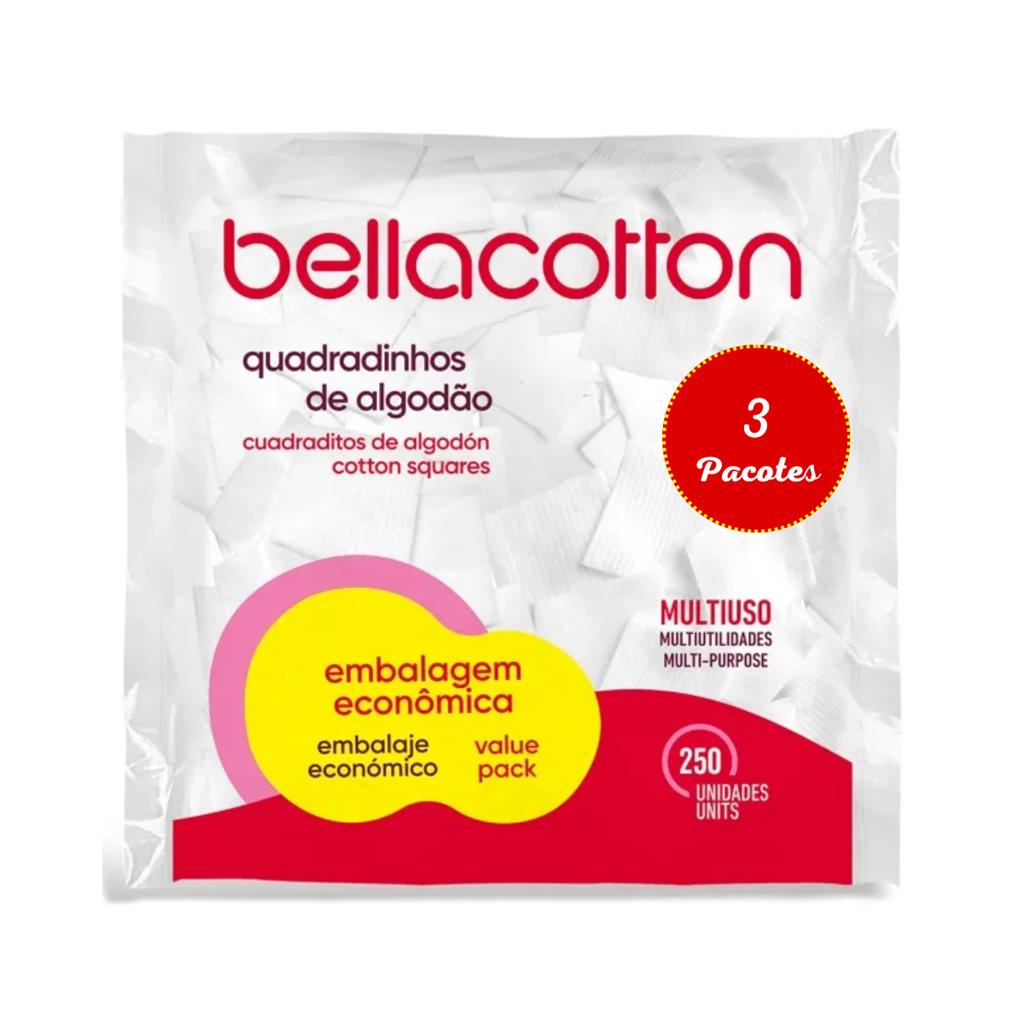 Quadradinho De Algodao Bellacotton 3 Pacotes 750 Und