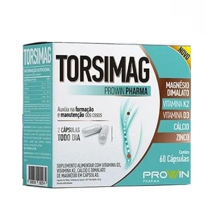 TORSIMAG 60 Capsulas com Magnésio Dimalato + Vitamina K2 + D3 + Cálcio + Zinco