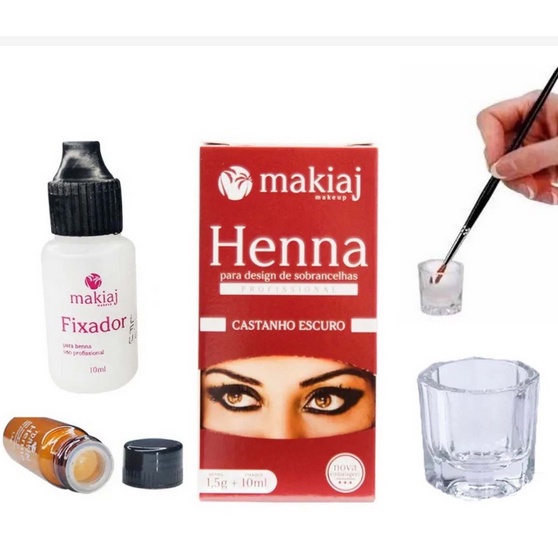 Kit Henna Sobrancelha Makiaj Efeito Natural + 1 Dappen