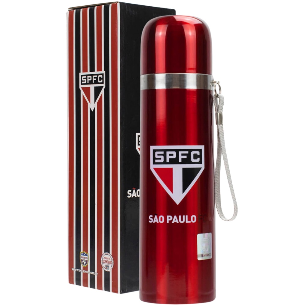 Garrafa Térmica São Paulo 500ml Garrafinha Squeeze Café Água Academia Trabalho Viagem Oficial