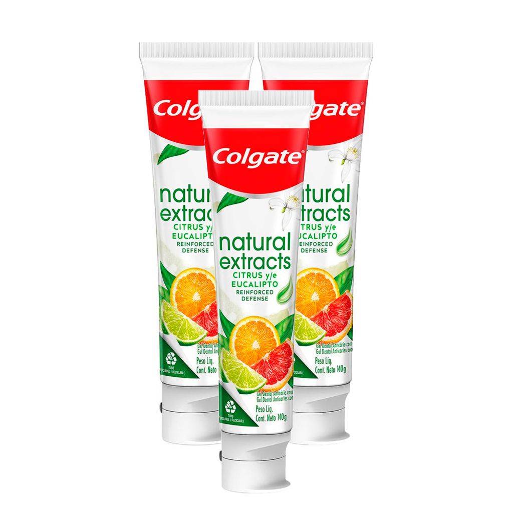 Kit 3 Creme Dental Colgate Natural Extracts Reinforced Defense Citrus e Eucalipto 140g em Oferta na Shopee