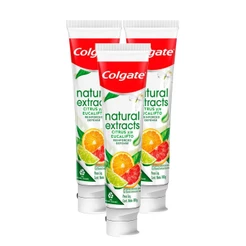 Kit 3 Creme Dental Colgate Natural Extracts Reinforced Defense Citrus e Eucalipto 140g