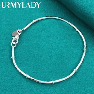 URMYLADY 925 Sterling Silver 2MM Snake Chain Bracelet For Women Homens Festa De Noivado Moda Jóias