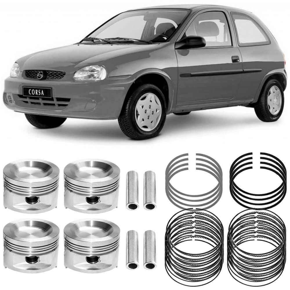 Kit Pistão Anéis 1.00 Corsa 1.0 95 a 99 Gasolina Metal Leve