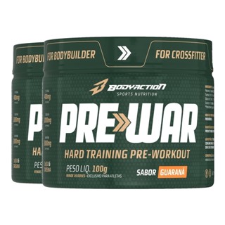 2x Pré Treino Pre-War 100g Beta Alanina Taurina Cafeína Bodyaction