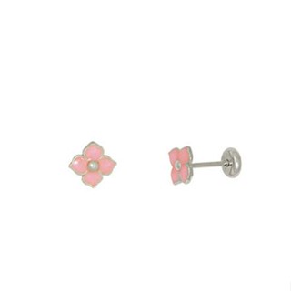 Brinco Florzinha Rosa Infantil Prata 925