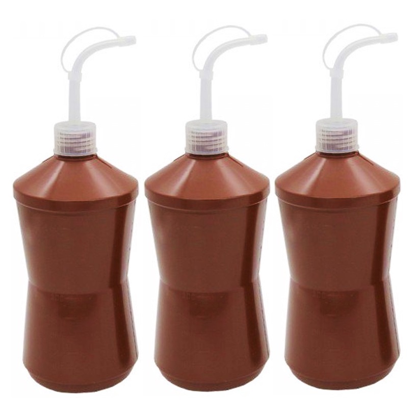 Kit 3 Frasco Almotolia Marrom 250ml Bico Curvo