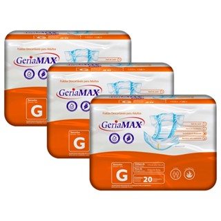 Kit 3 Fraldas Geríatrica Geriamax G com 20un Embalagem Econômica