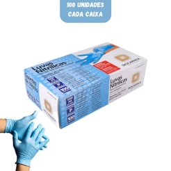 Luva Nitrílica Azul Descarpack com 100 Unidades