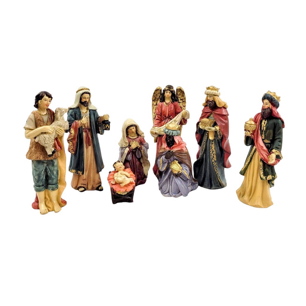 Presépio De Natal Em Resina Color Natal 8pc