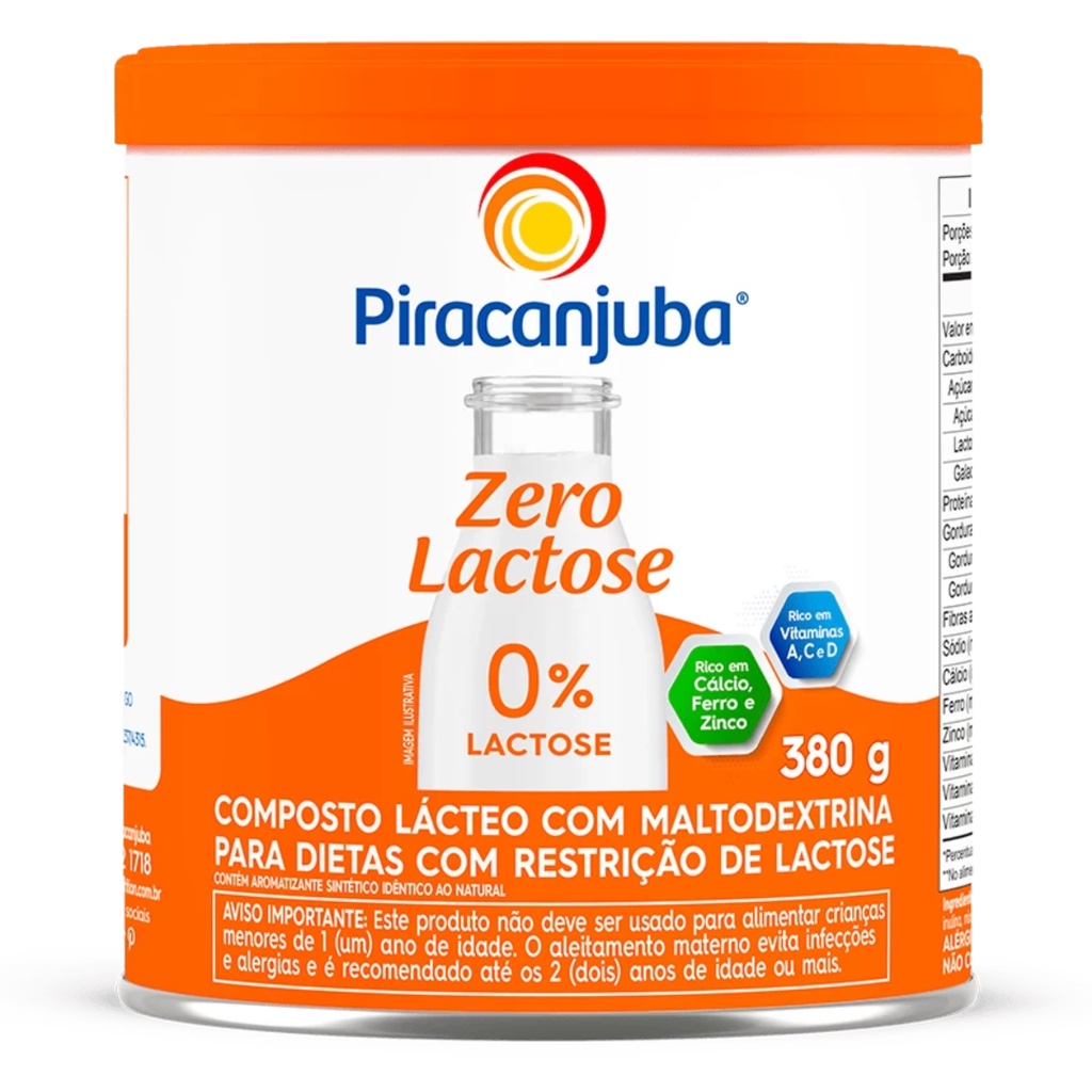 Composto Lácteo em Pó Zero Lactose - Piracanjuba Lata 380g