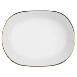 Travessa Relevo Ouro 34cm em Cerâmica Alleanza