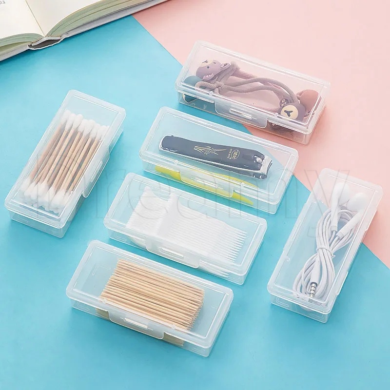Travel Transparent Jewelry Cosmetic Medicine Box/Caixa Portátil À Prova De Poeira Para Pequenos Itens Com Tampa/Home De Embalagem Simples Organizadora De Cotonete Palitos De Dente
