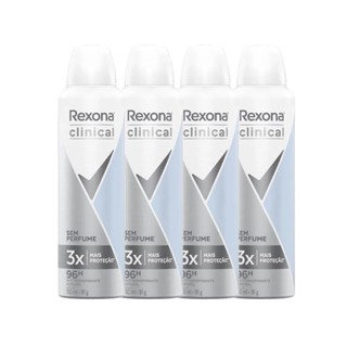 Kit Desodorante Antitranspirante Aerosol Rexona Clinical Sem Perfume 150ml - 4 Unidades