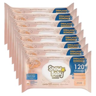 Kit 8 Pacotes Lenço Umedecido Infantil Snow Baby Premium Com 120 Unidades