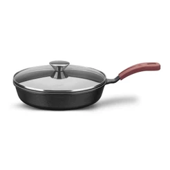 Frigideira de Ferro Wok Fundido N24 Forno e Fogão Tampa de Vidro 1,9 Litros MTA Panela 8377