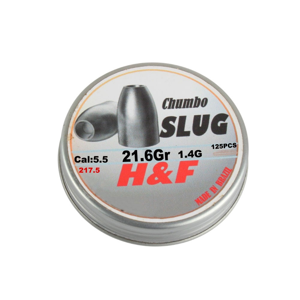 Chumbinho Slug 5.5mm 1.4g 21.6GR 125un - Slug H&F em Oferta na Shopee