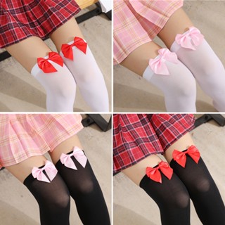 Meia 7/8 Longa c/ Laço Egirl Anime Lolita Colegial Cosplay