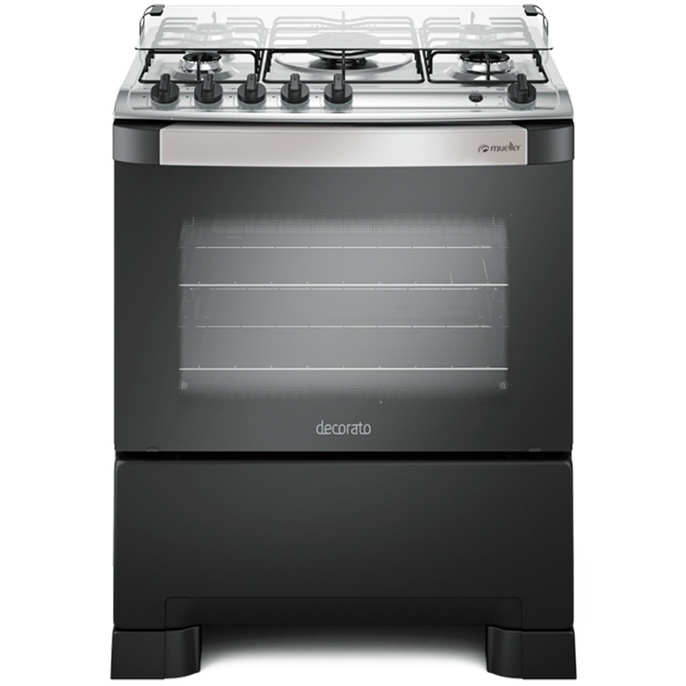 Fogão Mueller 5 Bocas Decorato G3 Automático Mesa de Inox Tripla Chama