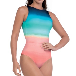 Maiô Regata Estampa Sunset Degradê Moda Praia Conforto Leve She
