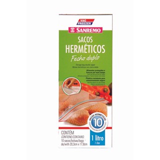 Saco Plástico Hermético Fecho Duplo 1L Vac Freezer Sanremo