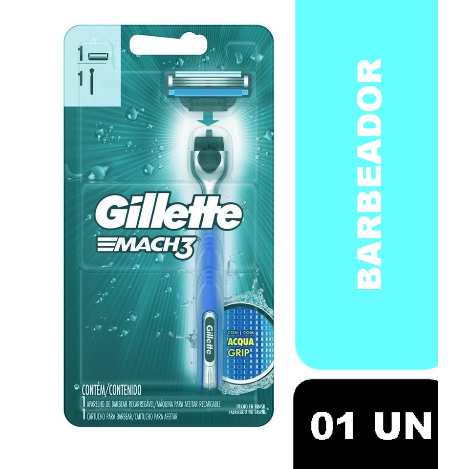 Aparelho de Barbear Gillette Mach3 Acqua Grip 01UN em Oferta na Shopee
