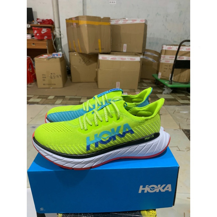 2023 Novo Melhor Preço HOKA ONE CARBON X3 Impacto Masculino-Feminino Absorção Azul Fluorescente Tênis de corrida verde