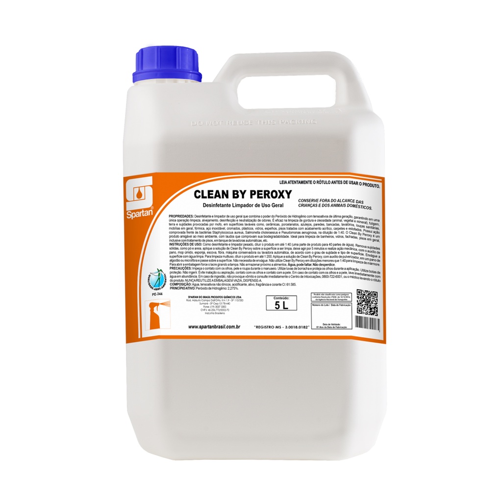 Desinfetante Limpador de Uso Geral Clean By Peroxy Spartan 5L - Home & Living