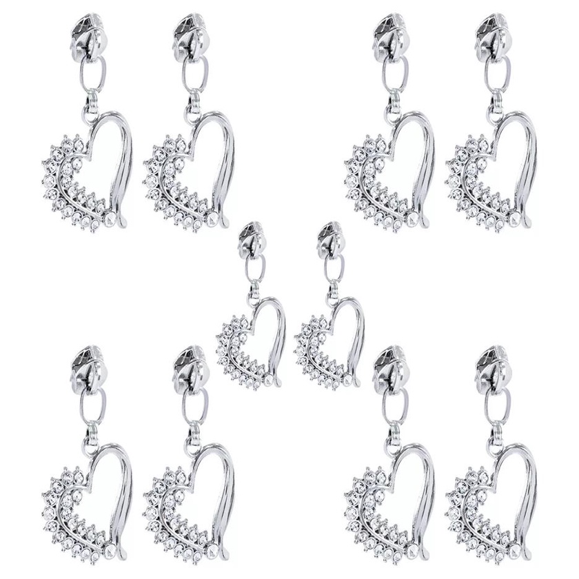 10 Cursor Ziper N?5 Metal Niquelado Coracao C/ Strass Prata