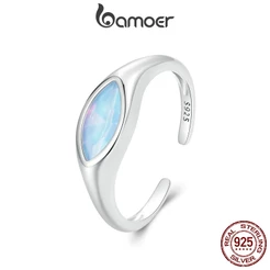 Bamoer 925 Sterling Sliver Ring Anel De Fita Natural Devil's Eye Seal Jóias De Moda Para Mulheres