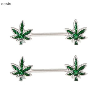 eesis Sexy Crystal Leaf Nipple Bar Anéis Mamilo Anel Barbell Jóias Corporais KL