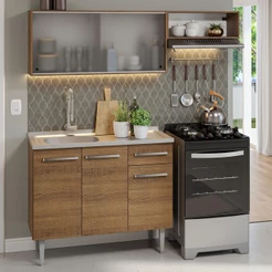 Armário de Cozinha Compacta 165cm com Pia Rustic Emilly Madesa 05