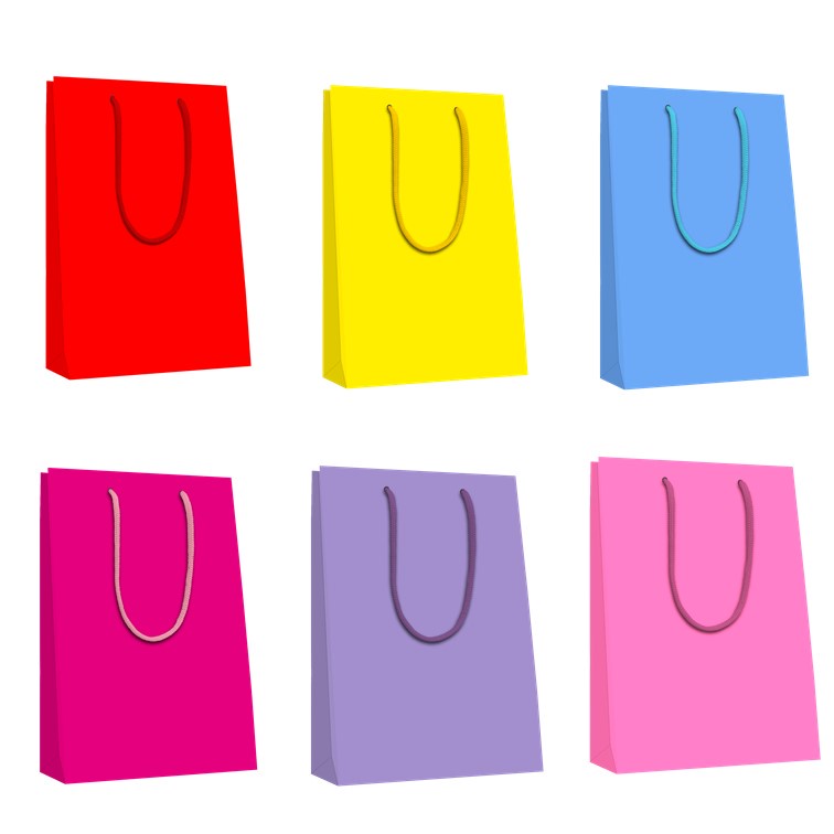 Sacolas Coloridas PCT com 10 Média - Alça de Cordão em Oferta na Shopee