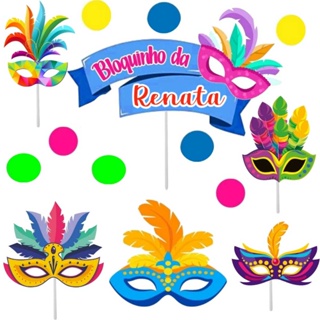 Topo Topper Decoração De Bolo Enfeite Carnaval em Oferta na Shopee