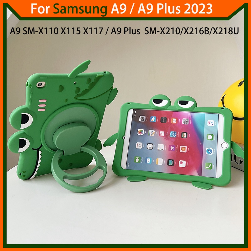 Capa 360 Para Samsung Galaxy Tab A9 Plus A9 + 11 Polegadas 2023 SM-X210 X216B X218U 8,7 X110 X115 X117 Tablet ° Suporte Giratório De silicone Protetor De Crocodilo