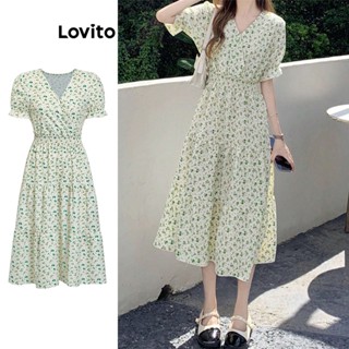 Lovito Vestido Casual Ditsy Floral Com Babados Para Mulheres L77ED020