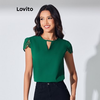 Lovito Blusa Casual Com Recorte Liso Para Mulheres LBL07120