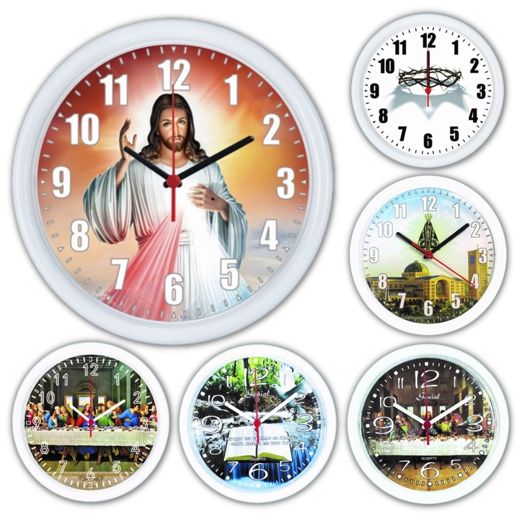Relógio de Parede 24cm Redondo RELIGIOSOS Bela Casa utilidades em Oferta na Shopee