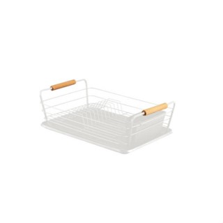 Escorredor Grande Metal Com Bambu Branco