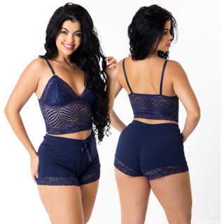 Baby Doll Feminino Canelado Roupa de Dormir Sensual Com Renda