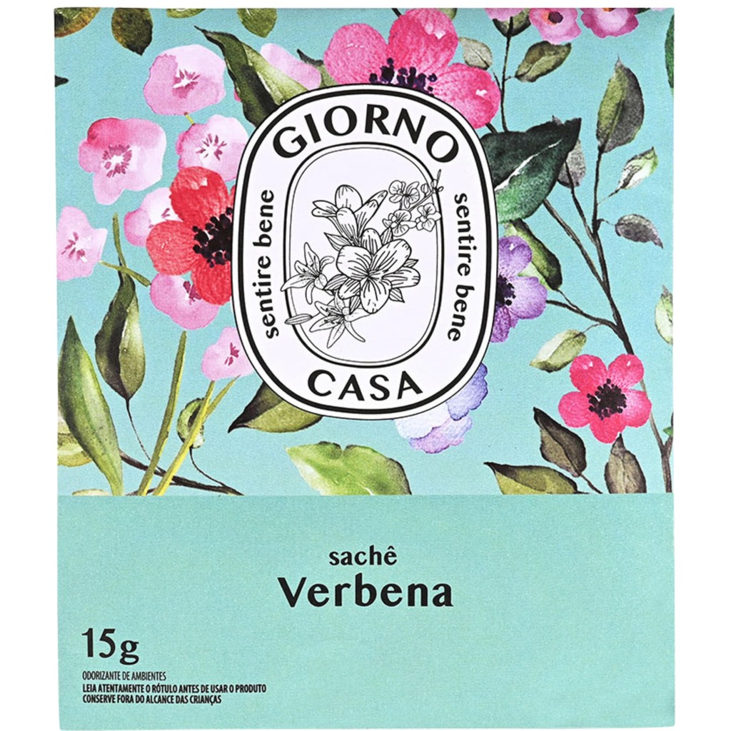 Sachê Perfumado Para Armário e Gavetas (Aromatizador), Verbena, Giorno Casa, 15 g, Turquesa