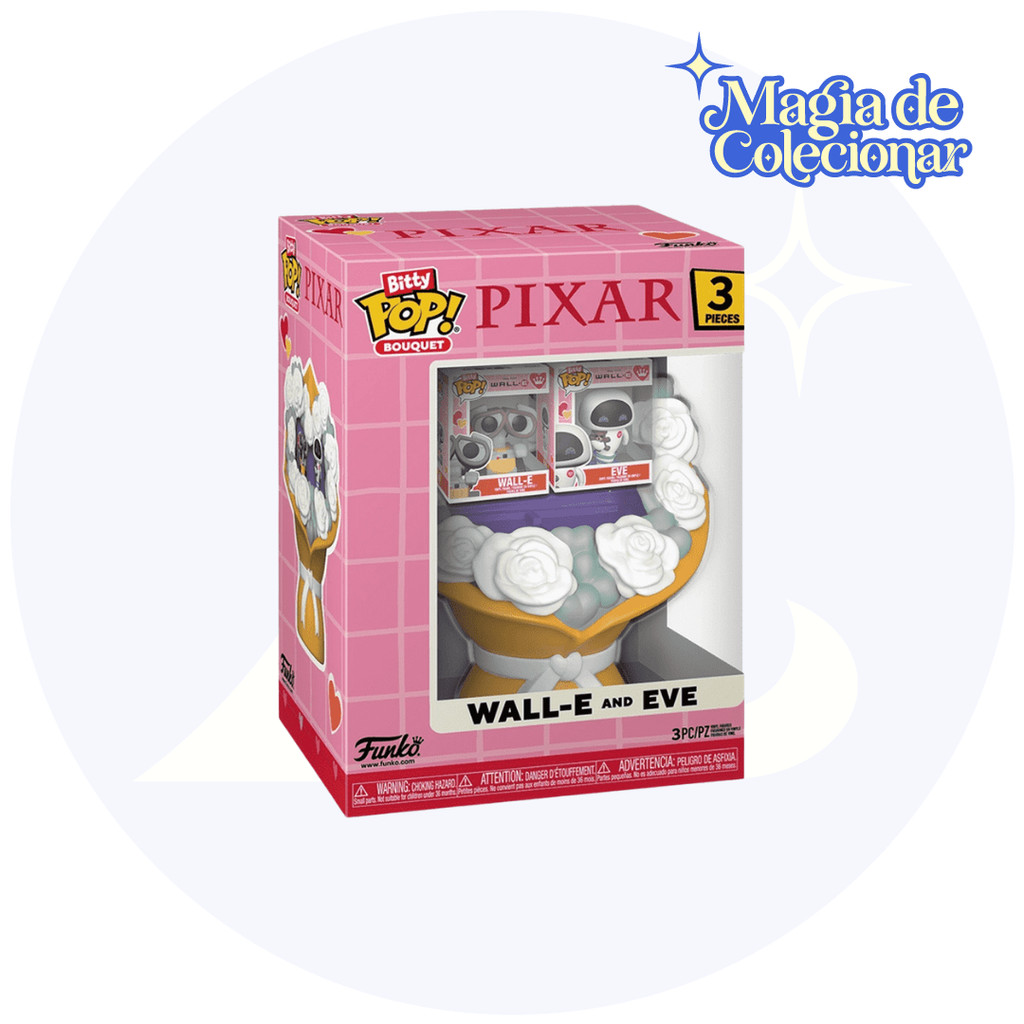 Miniaturas Funko Bitty Pop Valentine - Bouquet Pixar Wall e and Eve - 3 Pack
