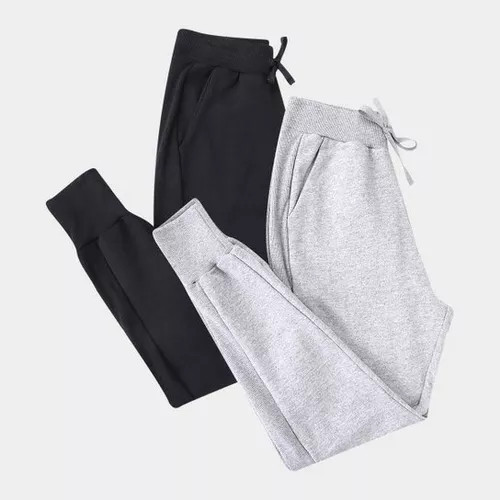 Kit 2 Calça De Moletom Unissex Ideal Para Inverno Tecido Peluciado Calça Jogger Com Punho