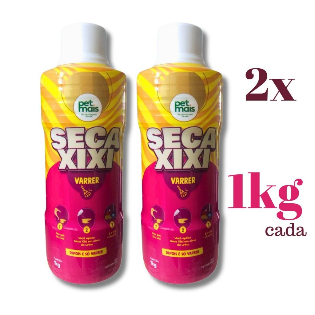 Kit 2 Seca Xixi Varrer 1kg cada  Urina Vira Pó Profissional Limpa Xixi Cães e Gatos Neutraliza Odor em Oferta na Shopee