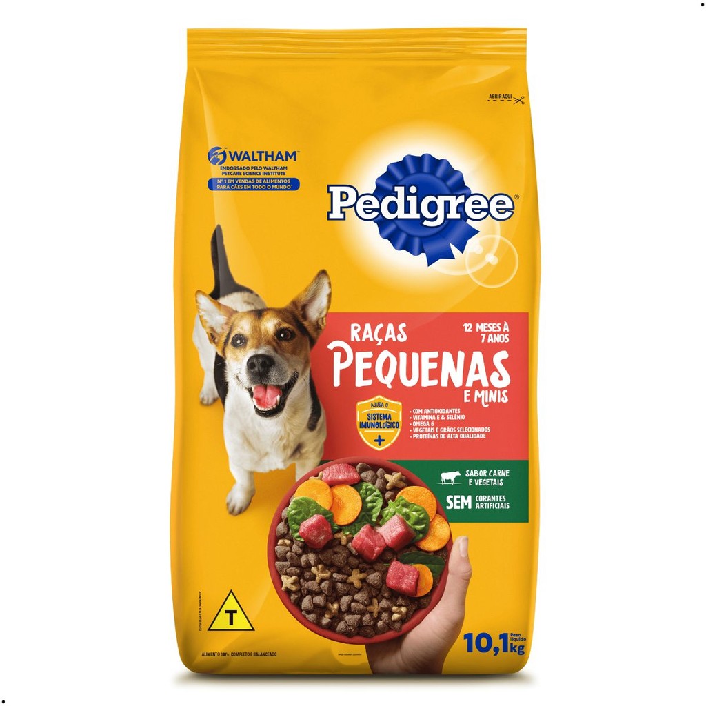 Ração Pedigree Cães Adultos Raças Pequenas e Minis 15 Kg Alimento Sabor Carne Vegetais Cachorros